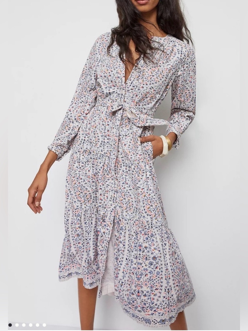Anthropologie Pilcro Marta Tiered Corduroy Midi Dress